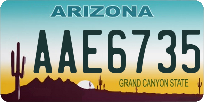 AZ license plate AAE6735
