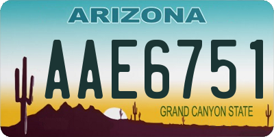 AZ license plate AAE6751