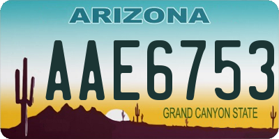 AZ license plate AAE6753