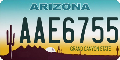 AZ license plate AAE6755