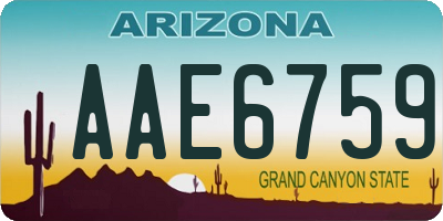 AZ license plate AAE6759