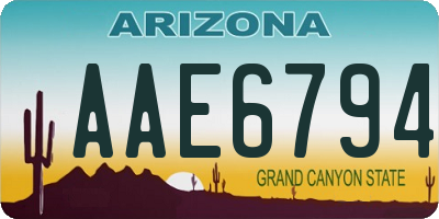 AZ license plate AAE6794