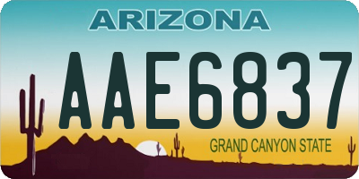 AZ license plate AAE6837