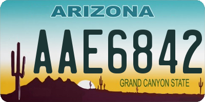 AZ license plate AAE6842