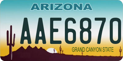 AZ license plate AAE6870