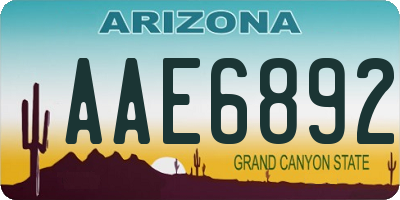 AZ license plate AAE6892