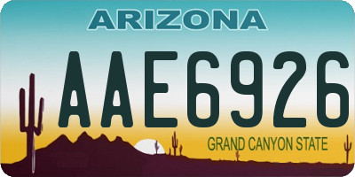 AZ license plate AAE6926
