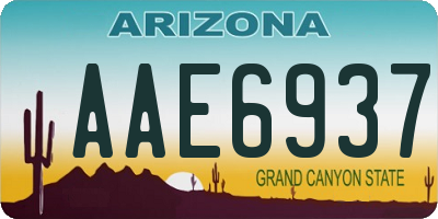 AZ license plate AAE6937
