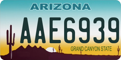 AZ license plate AAE6939