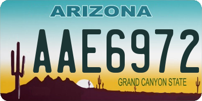 AZ license plate AAE6972