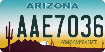 AZ license plate AAE7036