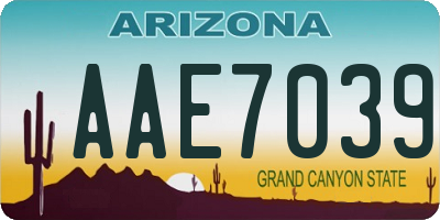 AZ license plate AAE7039