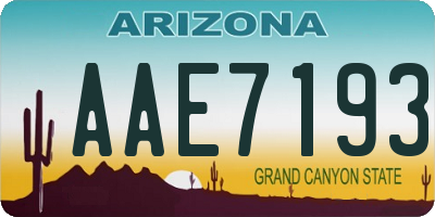 AZ license plate AAE7193