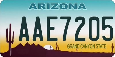 AZ license plate AAE7205