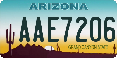 AZ license plate AAE7206