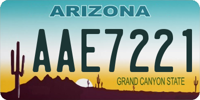 AZ license plate AAE7221