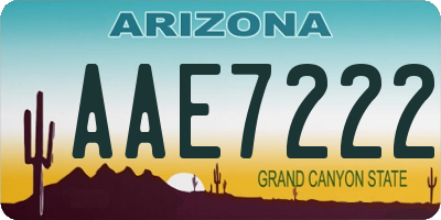AZ license plate AAE7222