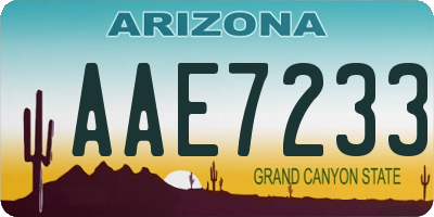 AZ license plate AAE7233