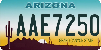 AZ license plate AAE7250