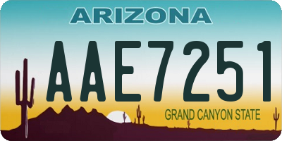 AZ license plate AAE7251