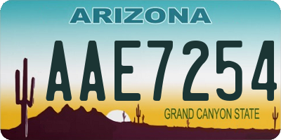 AZ license plate AAE7254