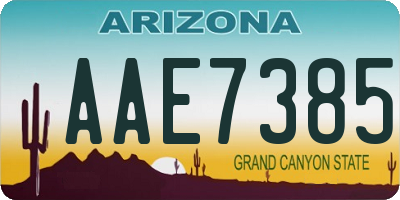 AZ license plate AAE7385