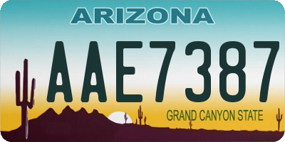AZ license plate AAE7387