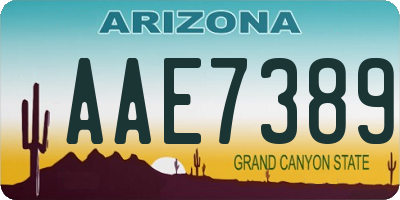 AZ license plate AAE7389
