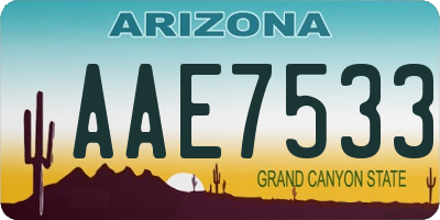 AZ license plate AAE7533