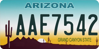 AZ license plate AAE7542