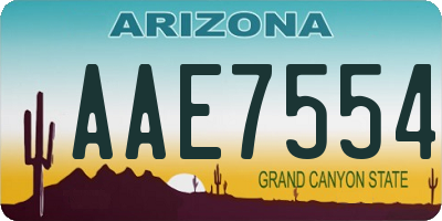AZ license plate AAE7554