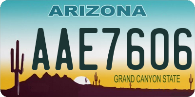 AZ license plate AAE7606