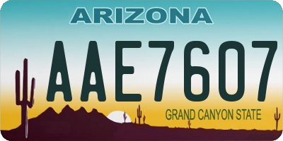 AZ license plate AAE7607