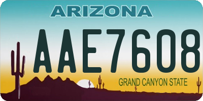 AZ license plate AAE7608