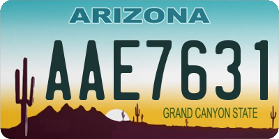 AZ license plate AAE7631