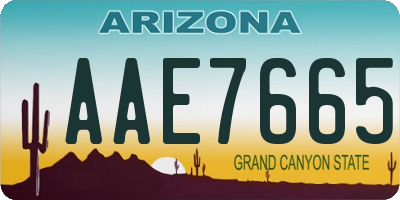 AZ license plate AAE7665