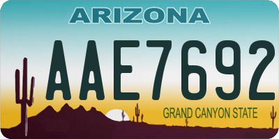 AZ license plate AAE7692