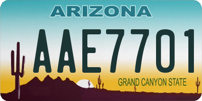 AZ license plate AAE7701