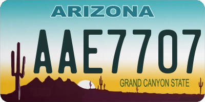 AZ license plate AAE7707