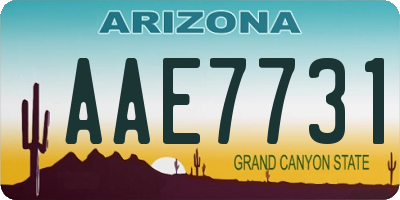 AZ license plate AAE7731