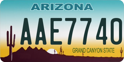 AZ license plate AAE7740