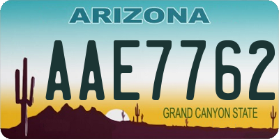 AZ license plate AAE7762