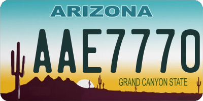 AZ license plate AAE7770