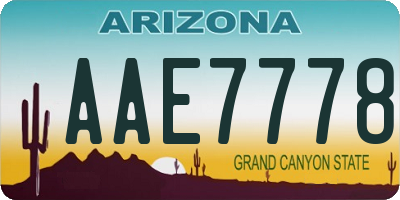 AZ license plate AAE7778