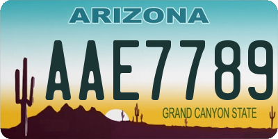 AZ license plate AAE7789