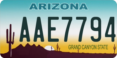 AZ license plate AAE7794