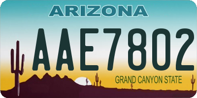 AZ license plate AAE7802