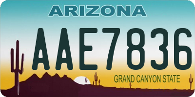 AZ license plate AAE7836