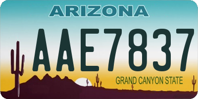 AZ license plate AAE7837