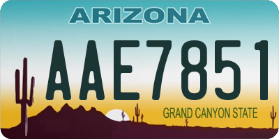 AZ license plate AAE7851
